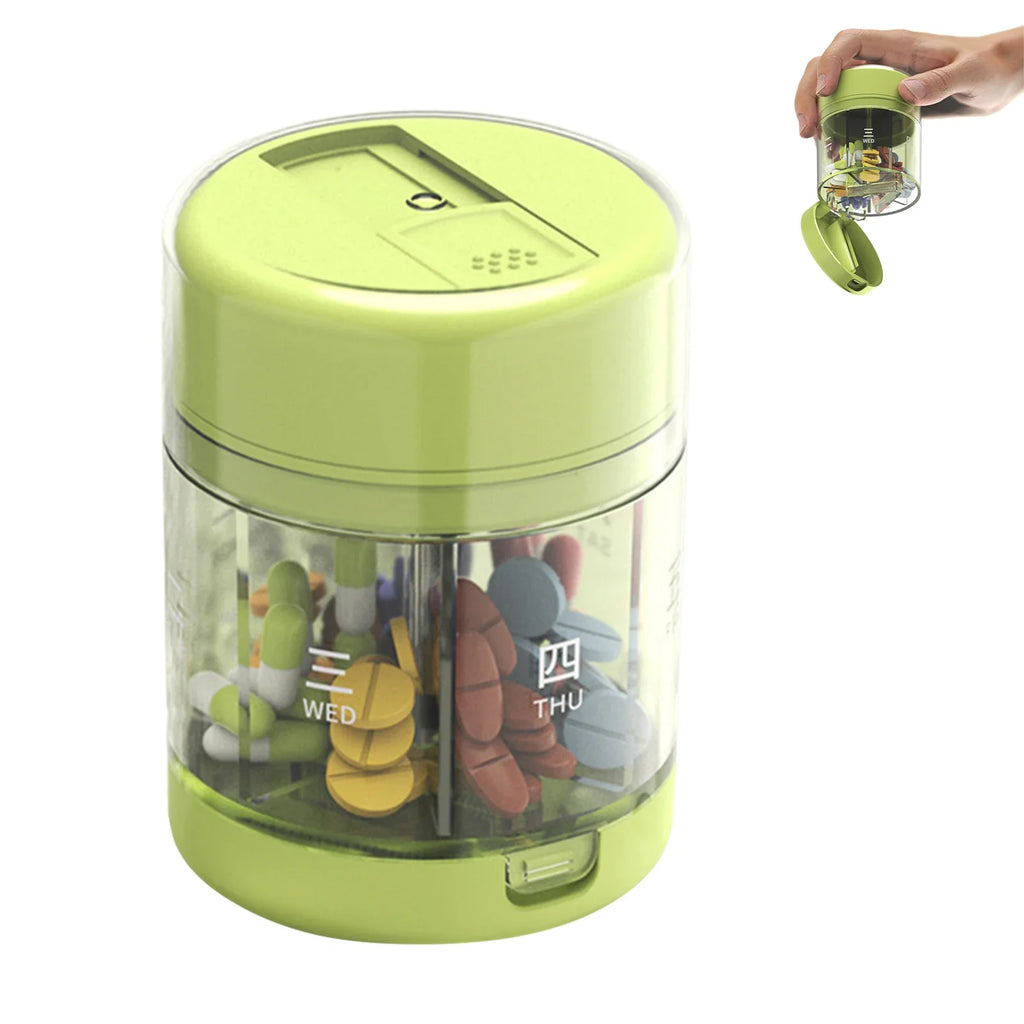 7-Day Portable Pill Organizer with Built-In Pill Cutter Lid