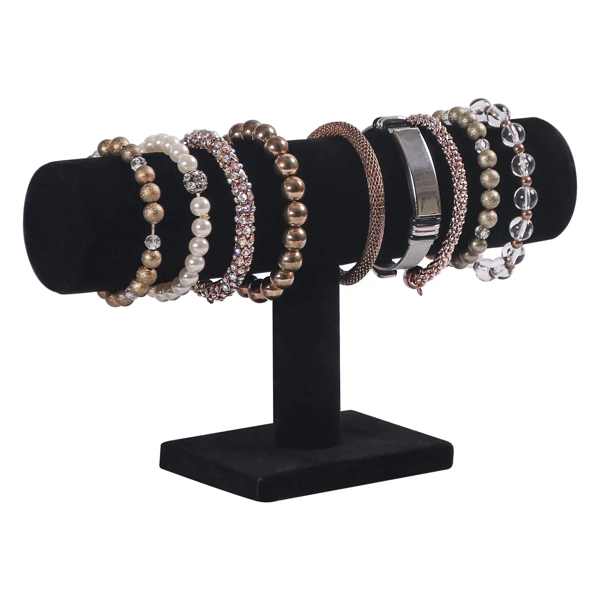 Black Velvet Coil T-shelf Bracelet Necklace Jewelry Display Organizer