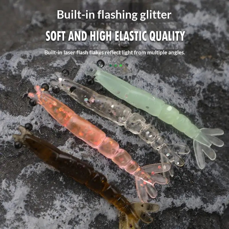 20PCS Mini Soft Worm Shrimp Fishing Lures – 40mm Silicone Bait