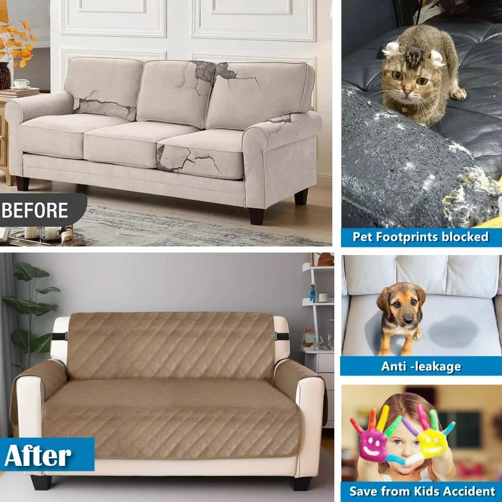 Waterproof Non-Slip Sofa Cover with Elastic Straps | Pet Protector