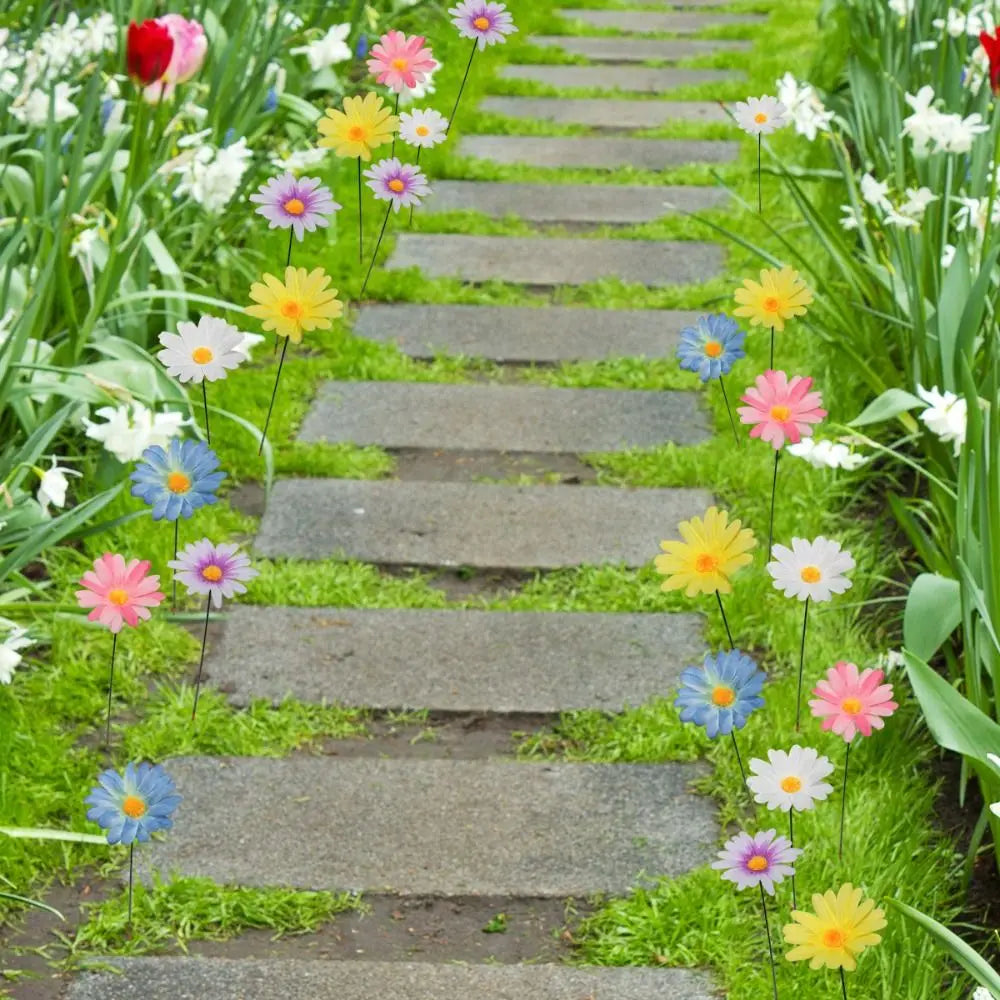 10pcs Colorful Metal Flower Garden Stakes | Decorative Ground Plugs