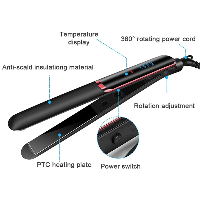Ceramic Flat Iron Hair Straightener – 4 Heat Settings