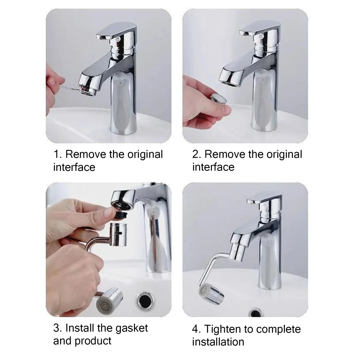 1080° Rotating Faucet Extender | Stainless Steel Aerator