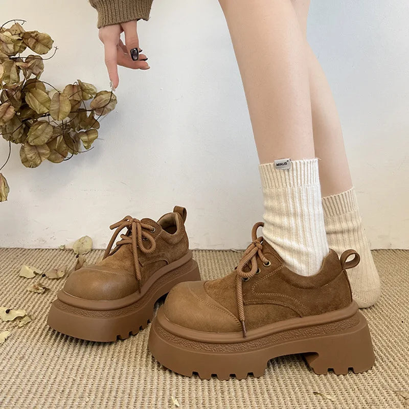 Women's Chunky Block Heel Mary Jane Shoes – Vintage Lace-Up