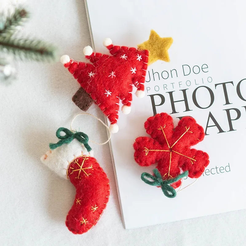 Wool Felt Christmas Ornaments – Snowmen, Tree & Wreath Décor