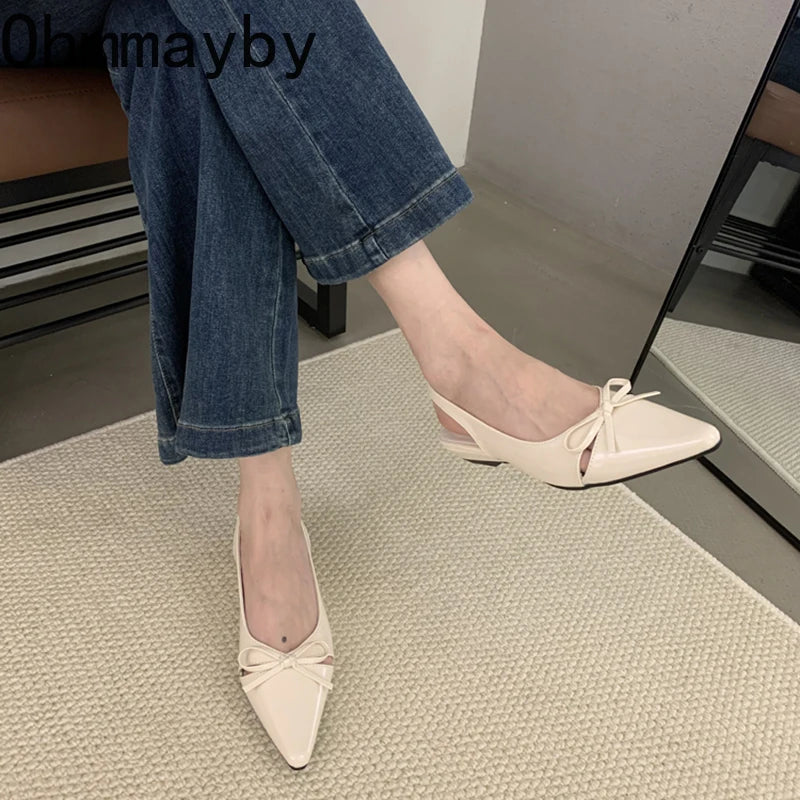 Women's Butterfly-Knot Flat Sandals – Slip-On Slingbacks