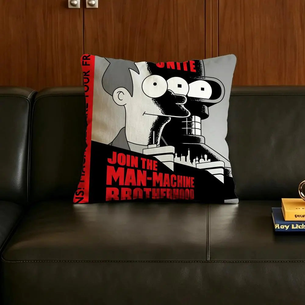 Futurama Bender Linen Cushion Cover | Sofa & Bedroom Decor