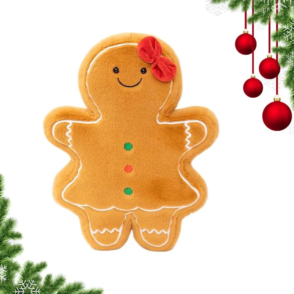 Christmas Plush Decorative Pillow | Tree & Gingerbread Cushion