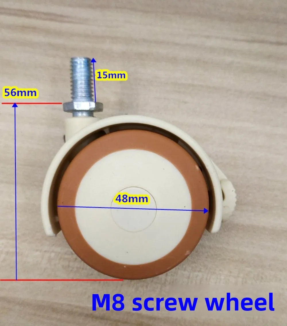 4-Pack Rubber Swivel Caster Wheels M6/M8 Stem with Locking Brake
