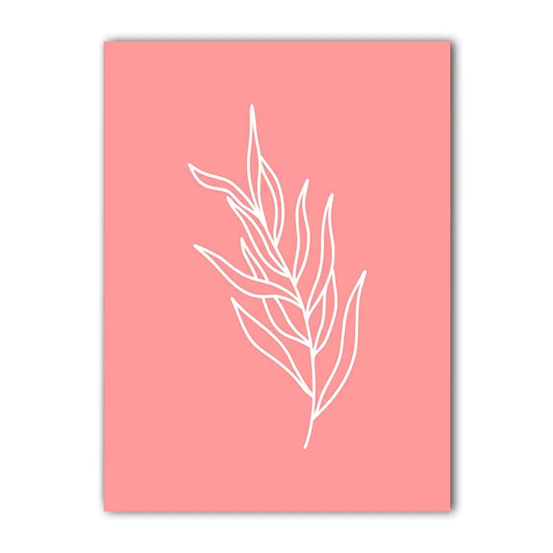 Nordic Pink Floral Line Art Canvas Print | Minimalist Wall Decor