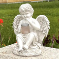 European Angel Statue Solar Garden Décor – Boy & Girl Resin