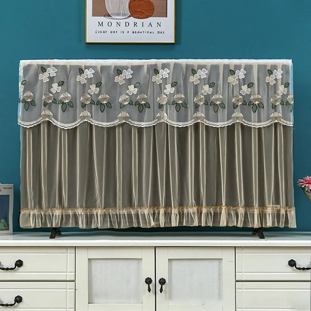 Fashion TV Dust Cover Embroidered Lace Wall Mounted LCD Protective