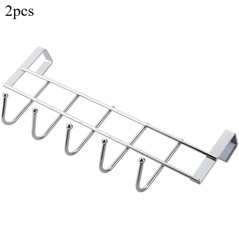 Over The Door 5-Hook Stainless Steel Organizer Rack