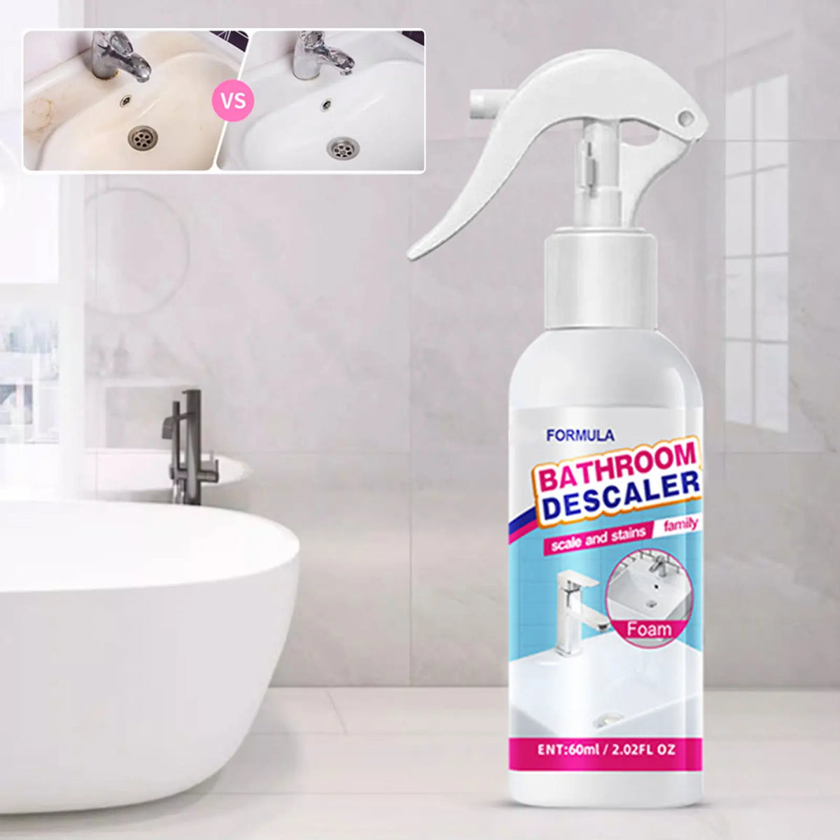 Anti-Limescale Foam Spray – Bathroom & Kitchen Descaler