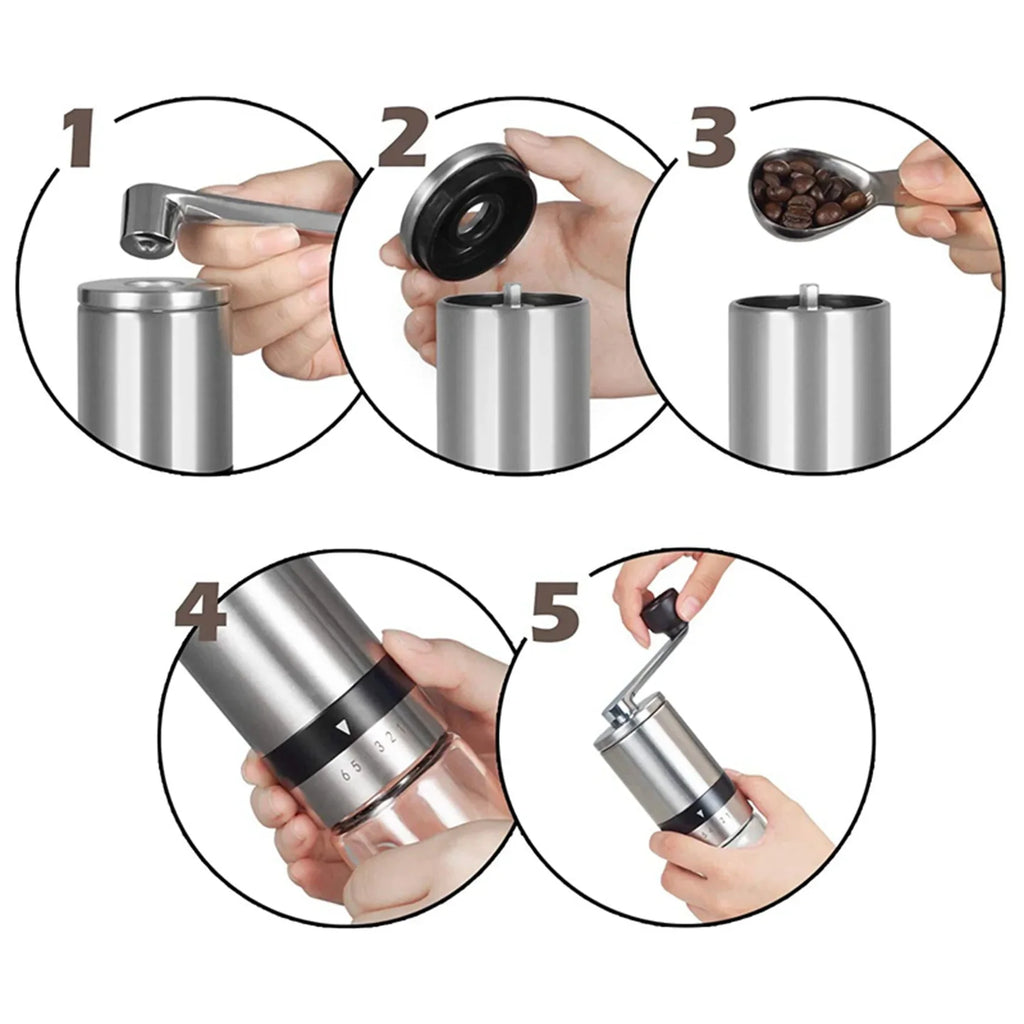 A36T-2X Manual Coffee Grinder Hand Mill Burrs 6 Adjustable Settings