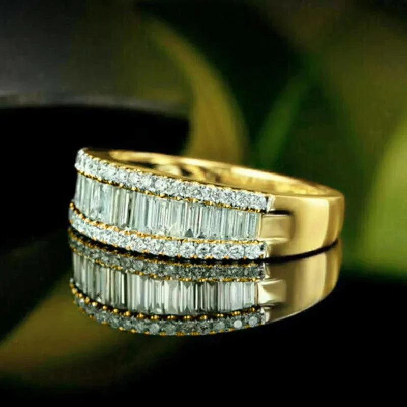Huitan Gold CZ Women's Pavé Engagement Ring | Cubic Zirconia