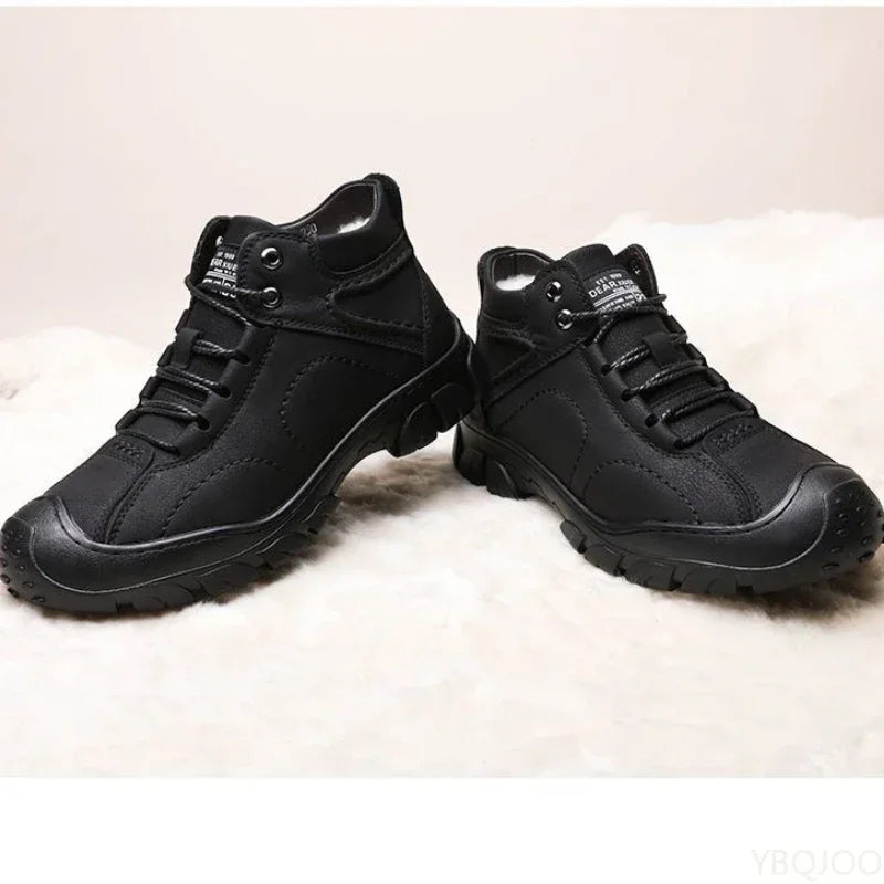 Men's Winter Velvet Lined Ankle Snow Boots – Lace-Up