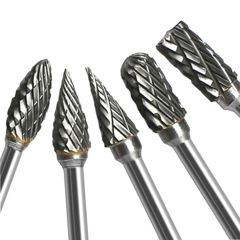 10-Pc Tungsten Carbide Rotary Burr Bits – Double Cut Dremel Set
