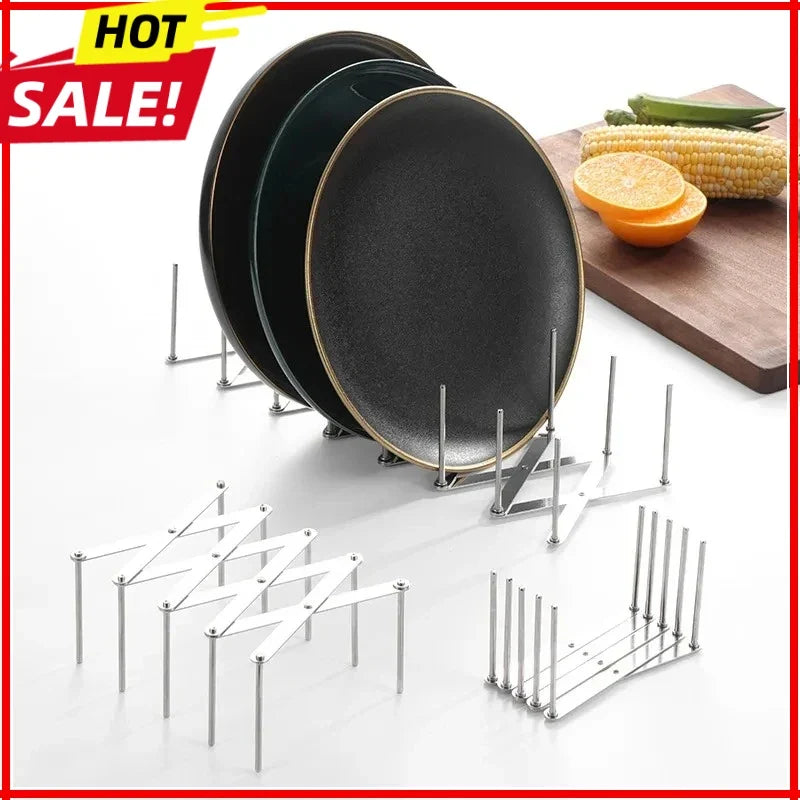 Foldable Kitchen Dish Drain Rack Dinnerware Storage Organizer Tray