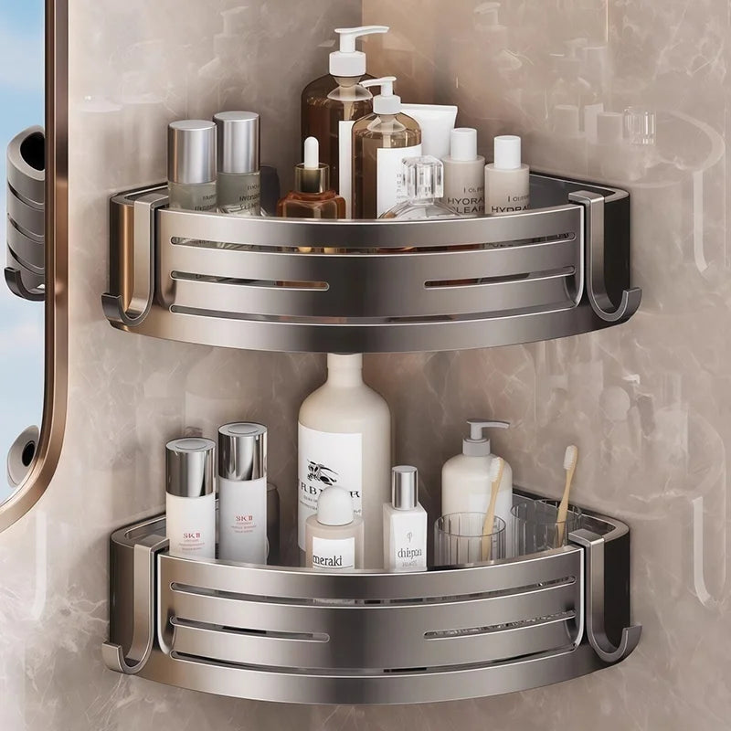 No-Drill Suction Cup Corner Shower Rack | Bathroom Shelf