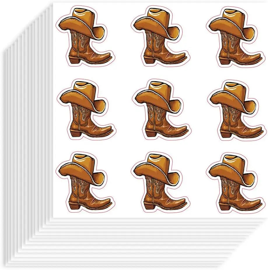 Cowboy Boot Stickers – 180 Self-Adhesive Western Decals, 20 Sheets