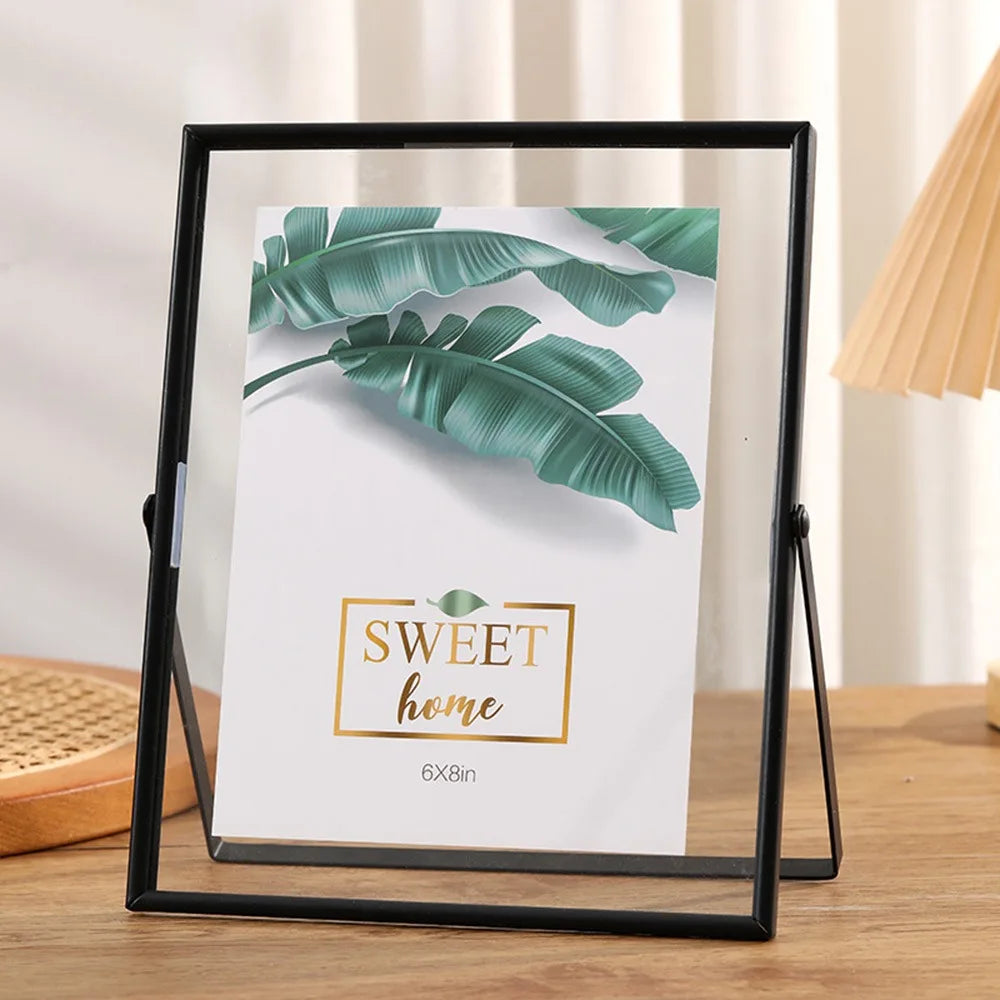 Metal Acrylic Photo Frame 4–10 Inch | Gold & Black Picture Holder