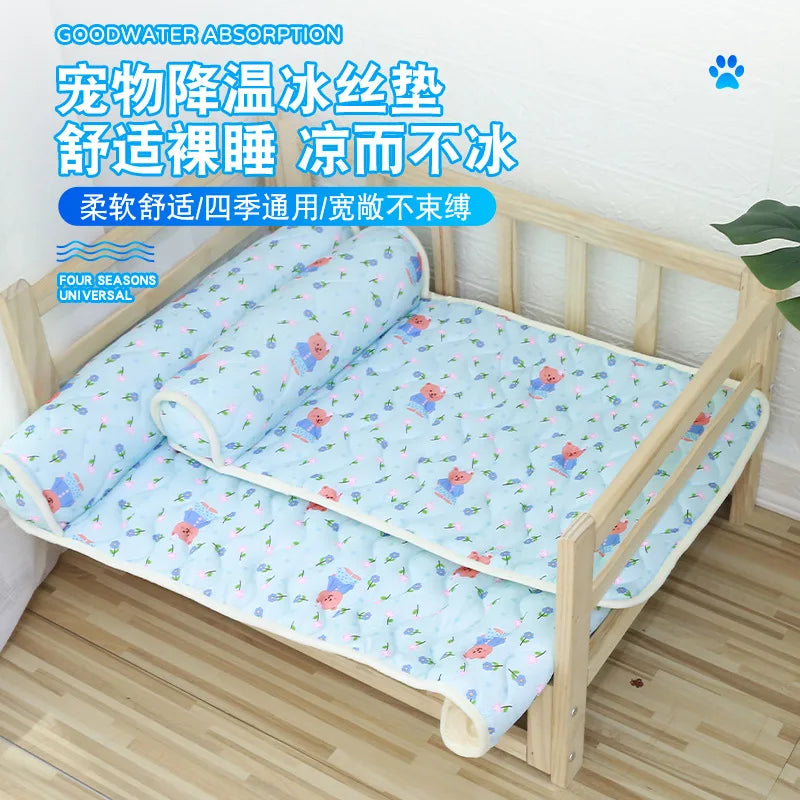 Summer Ice Silk Pillow Cool Pet Pad Cat Neck Protector Cooling