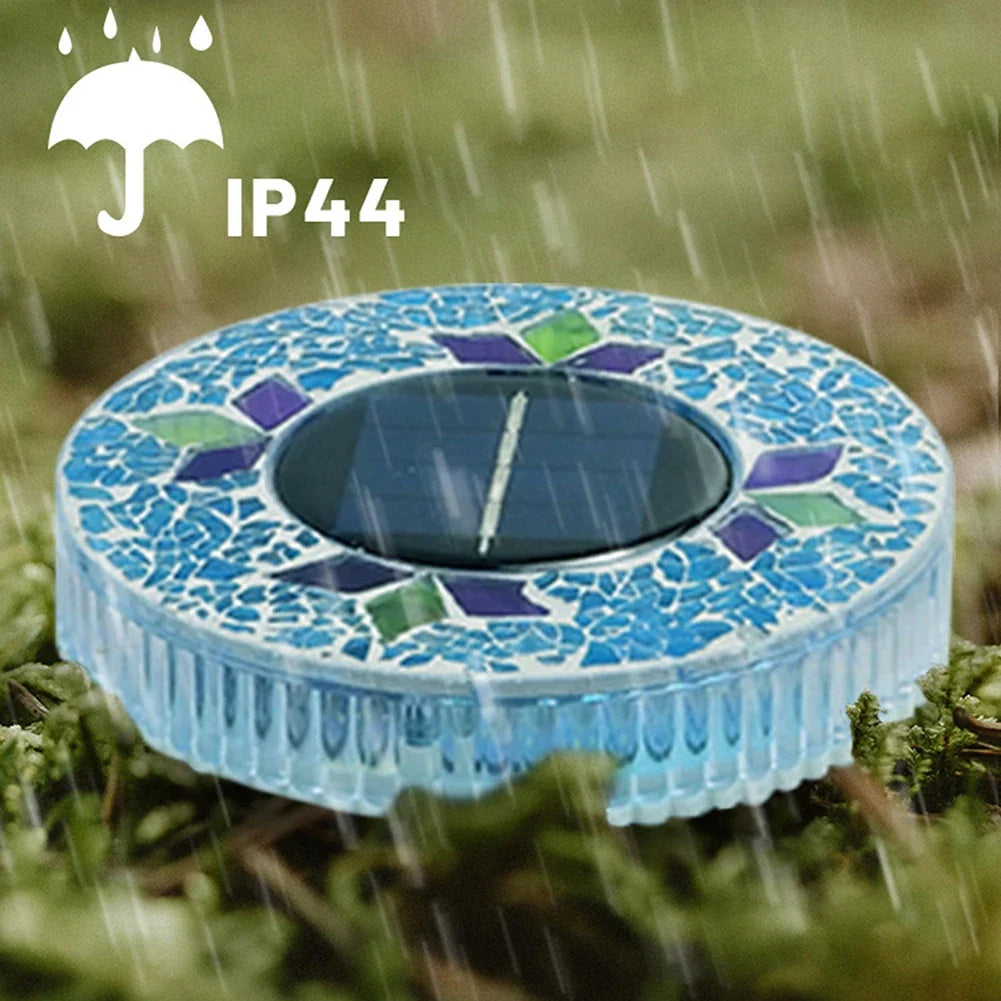 Solar Mosaic Disk Lights – LED In-Ground Garden Stake Lights 12pc