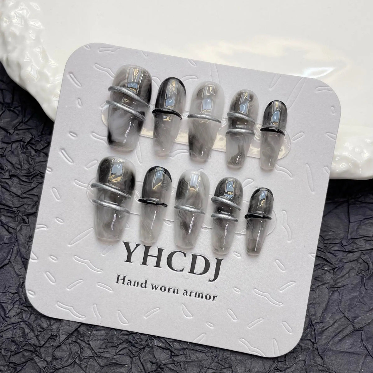 Dark Gothic Press-On Nails | Long Ballet False Tips – 10pcs
