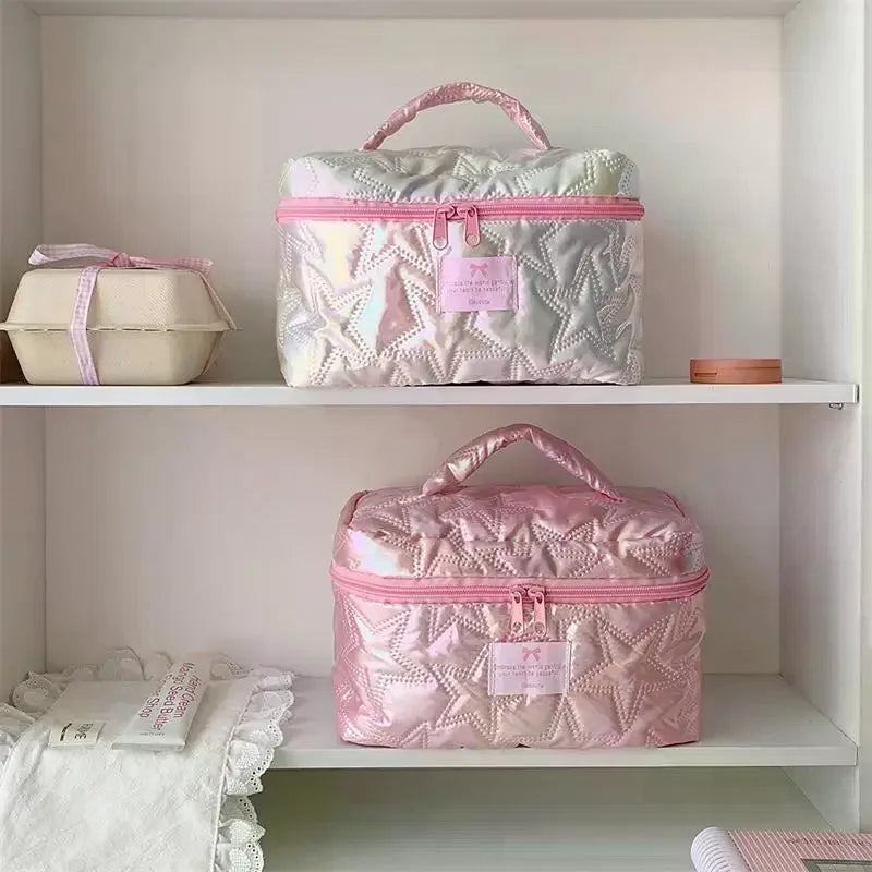 Shiny Star Makeup Bag – Cute Zipper Cosmetic Organizer Women