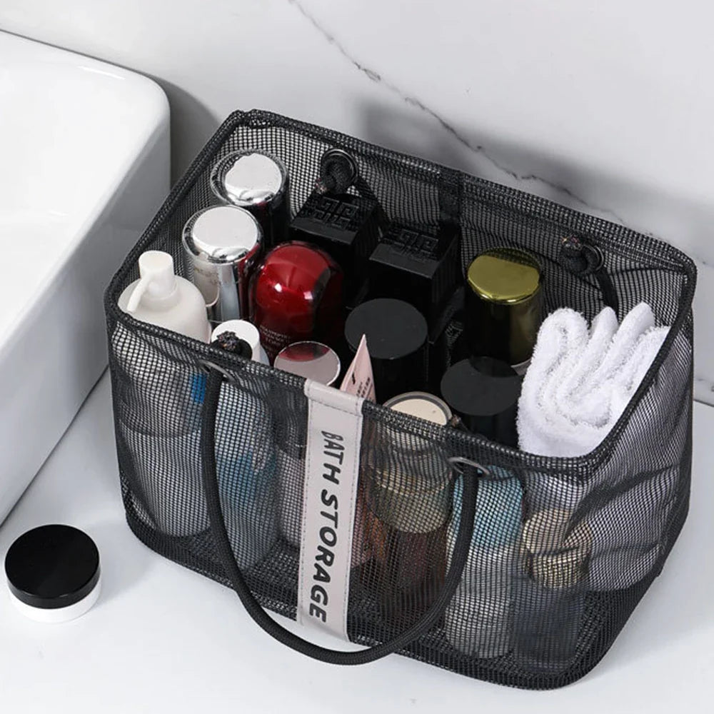 Mesh Storage Bag Shower Hand-held Wash Waterproof Towel Basket