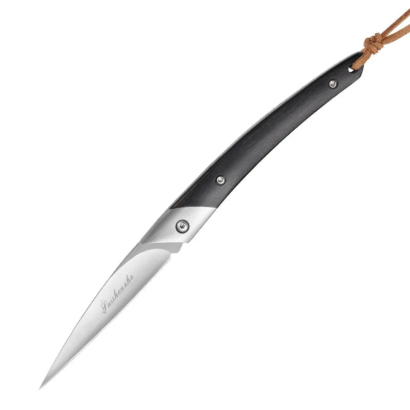D2 Steel Folding Pocket Knife – Japanese Style Wood Handle
