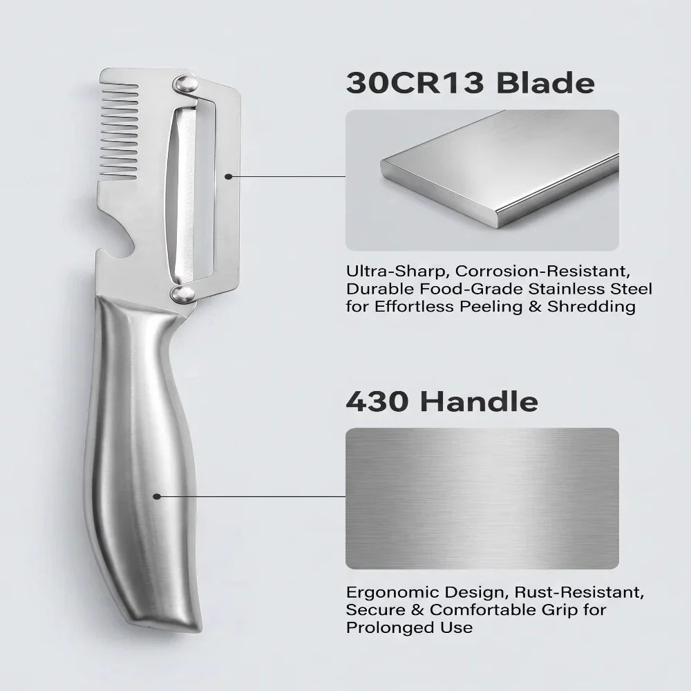 PLYS Stainless Steel Vegetable Peeler & Grater – Multifunctional