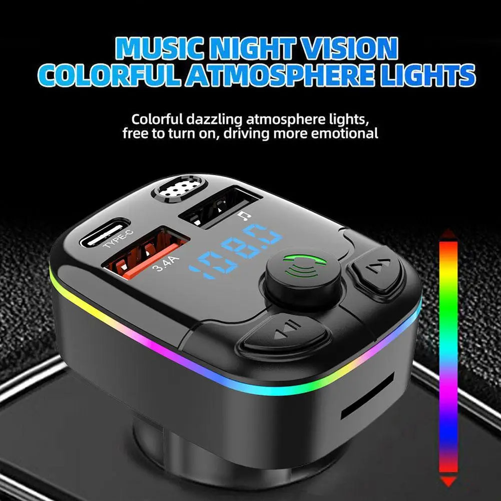 Bluetooth 5.0 Car FM Transmitter | Fast Charge & MP3 Player