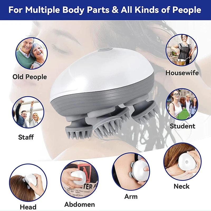Electric Scalp Massager USB Rechargeable IPX7 Waterproof 5-Mode