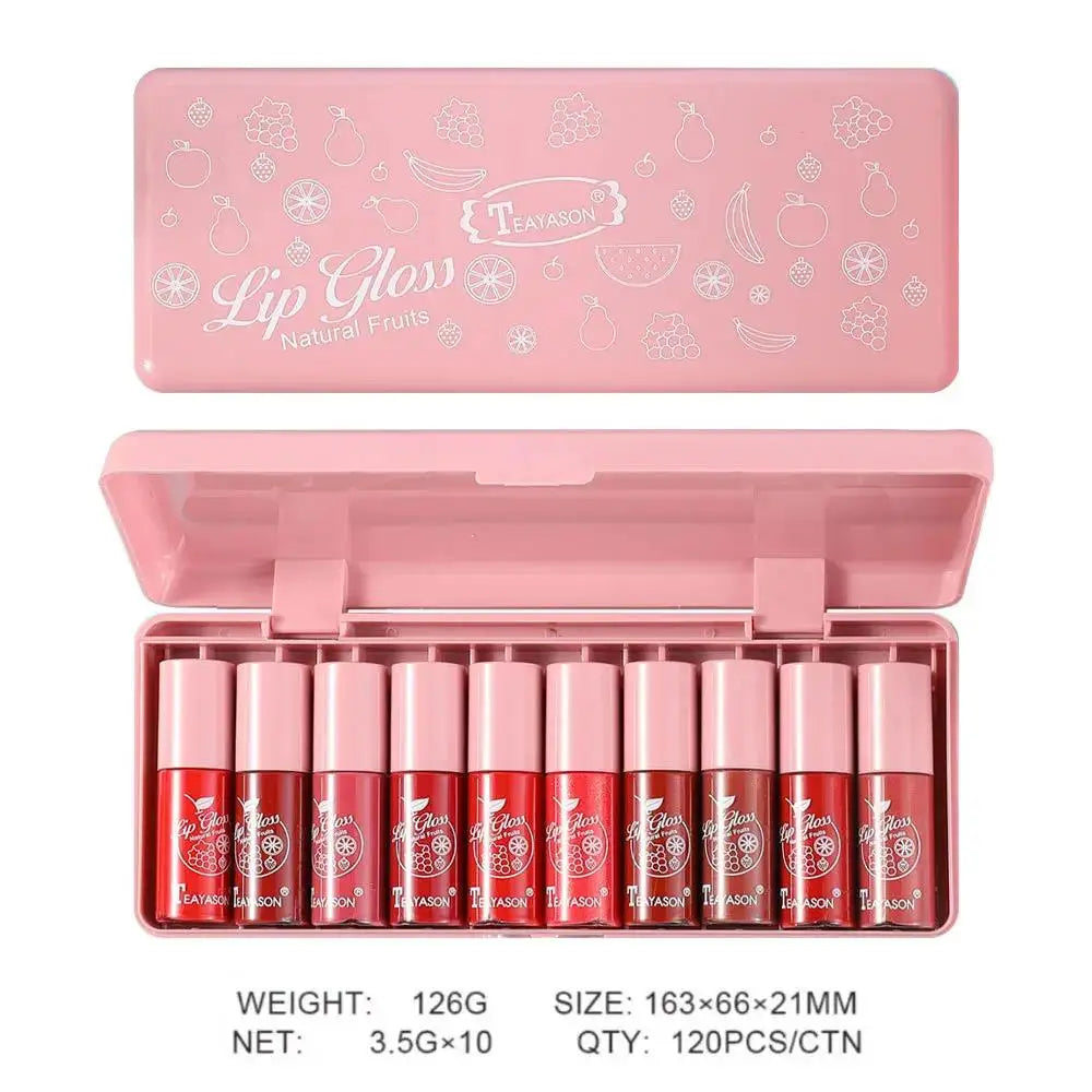 TEAYASON 10-Color Velvet Matte Lip Gloss Set – Waterproof