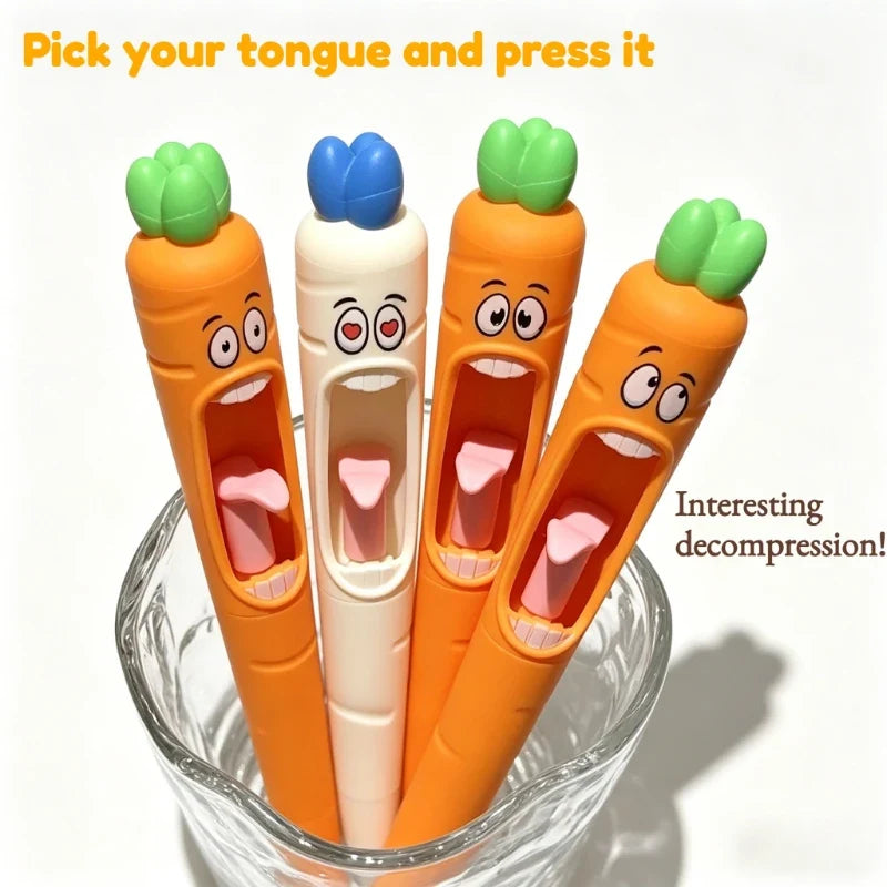 Kawaii Neutral Pen Cartoon Creative Carrot Shape Press School Student