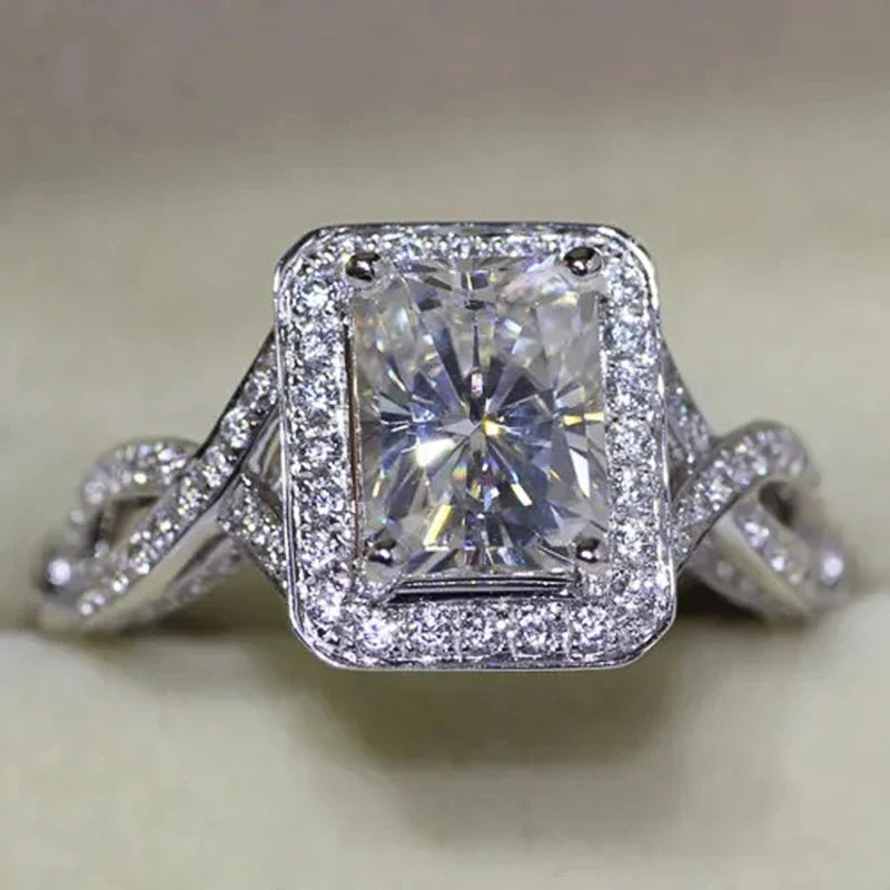 Huitan Geometric Cubic Zirconia 2-Piece Women's Ring Set