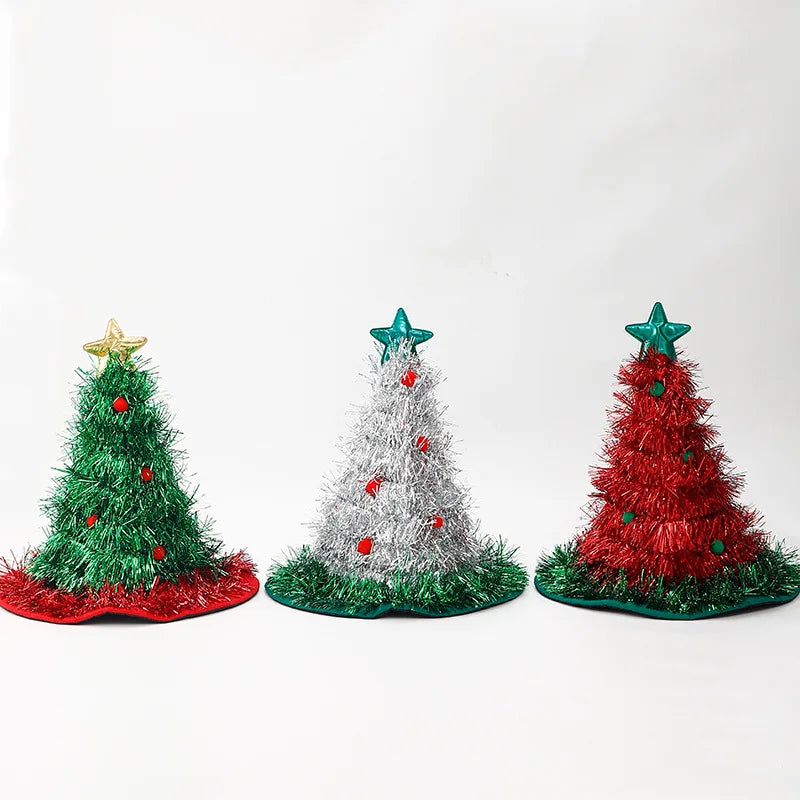 2025 Ins Christmas Tree Hat Creative Xmas Headwear Girls Tinsel
