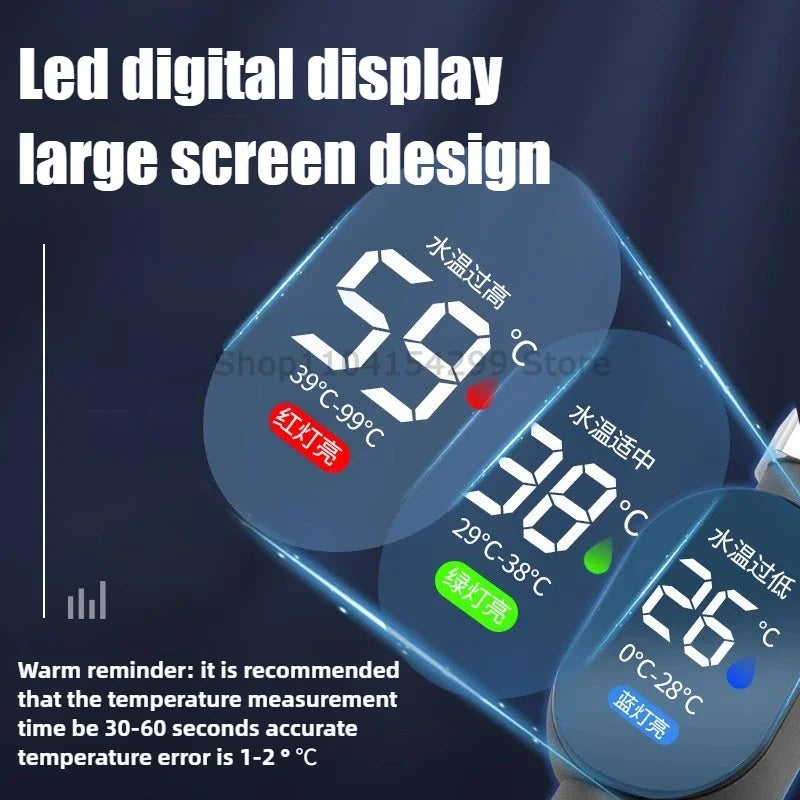 Digital LED Shower Thermometer – 0–99°C Water Temp Display