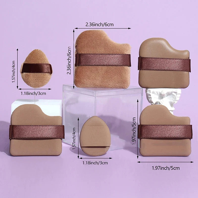 6-Piece Mini Powder Puff Set – Soft Flocking Air Cushion Makeup
