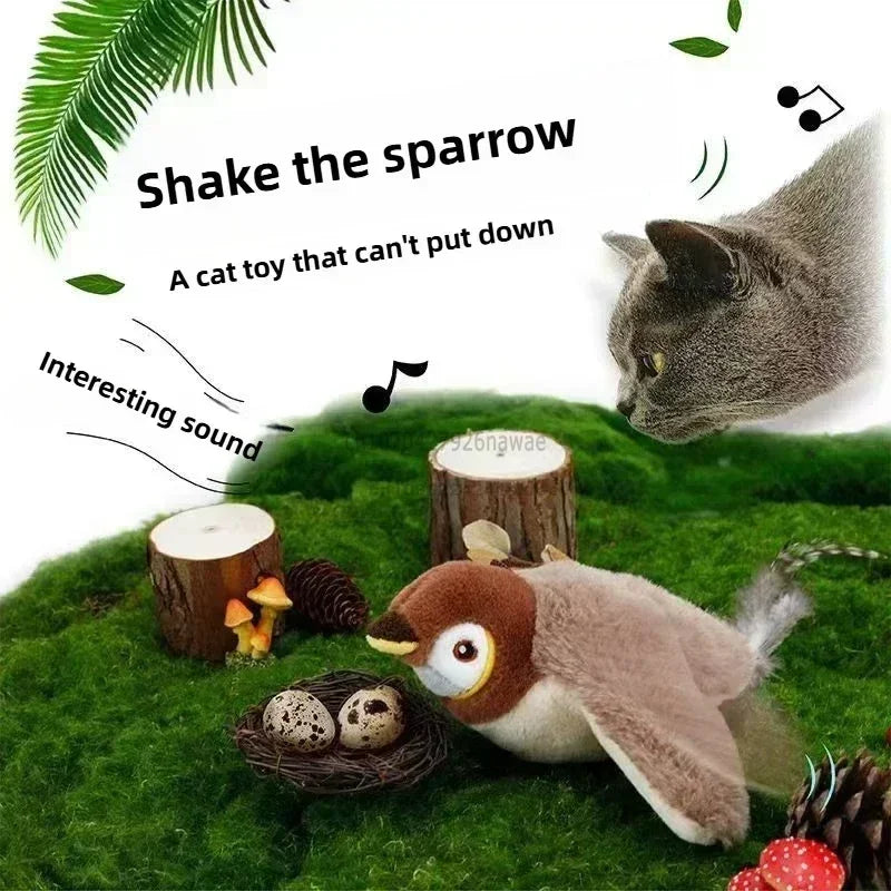 Interactive Electric Flapping Bird Cat Toy with Catnip & Chirping