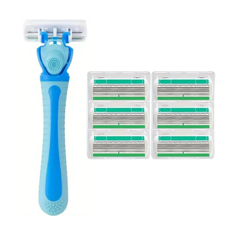 6-Layer Manual Safety Razor – Replaceable Head for Men & Women