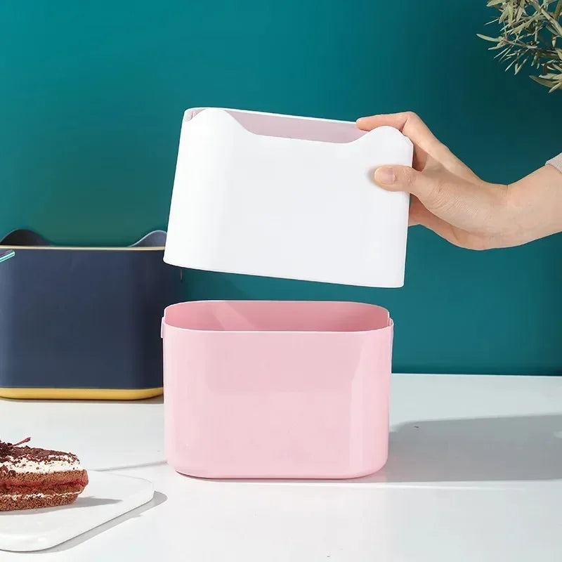 Mini Desktop Trash Can with Press Lid – Cute Desk Waste Bin
