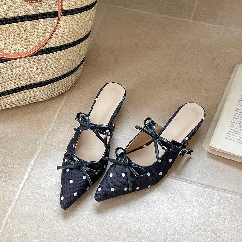 Polka Dot Wedge Mules – Women's Slingback Dress Slides