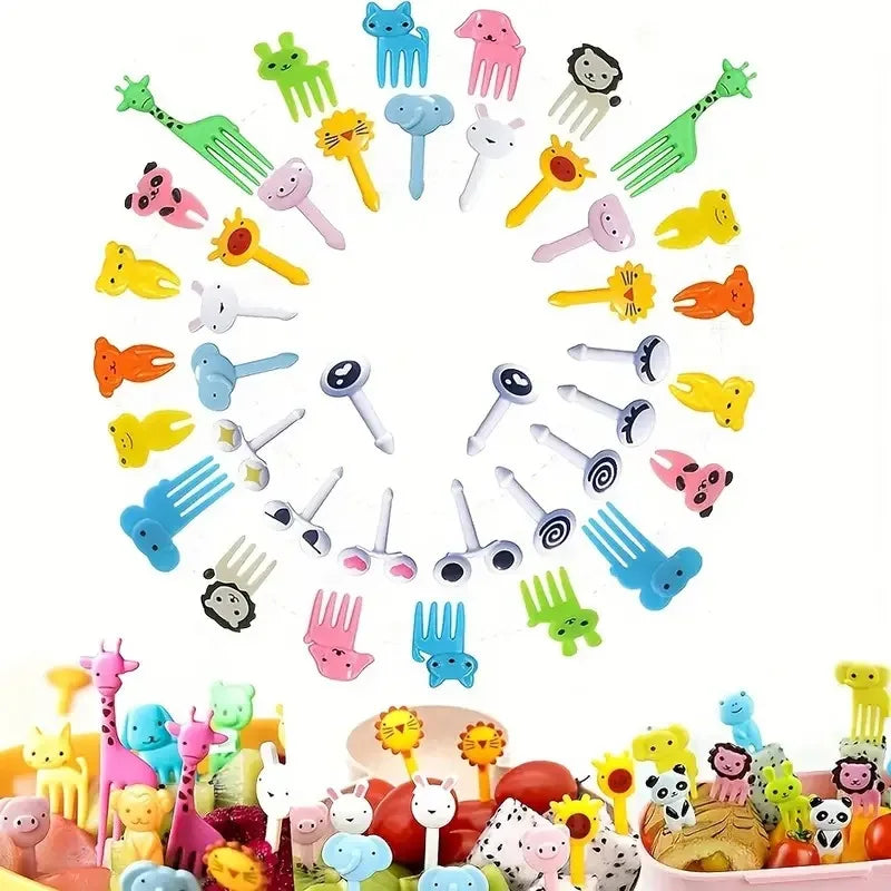 40-Piece Animal Bento Box Food Picks & Lunch Forks for Kids