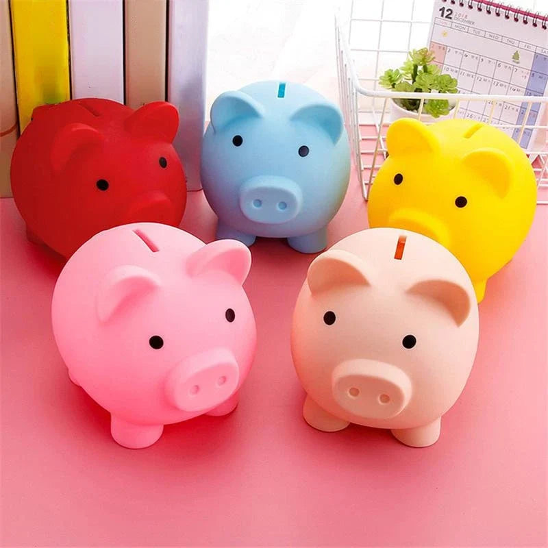 Shatterproof Golden Pig Coin Bank Rubber Piggy Fortune Symbol Kids