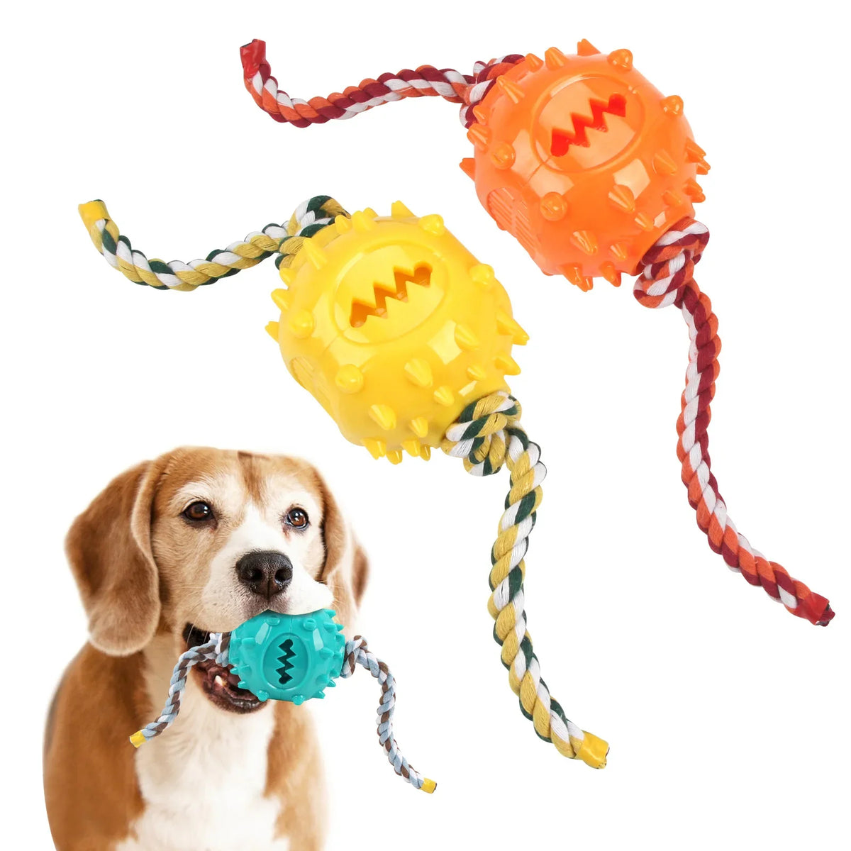 Toy Self-fun Teething Food Leakage Ball Tough Bite Hidden Pull Rope