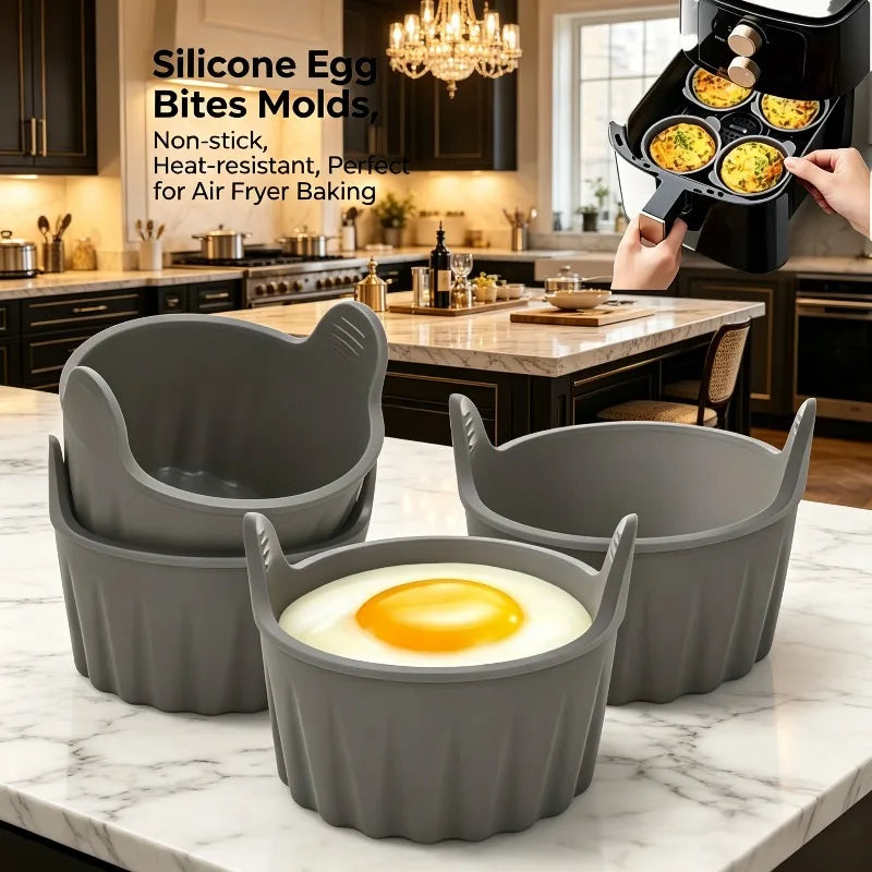 KEMORELA 4-Pack Silicone Ramekins – Air Fryer & Muffin Molds