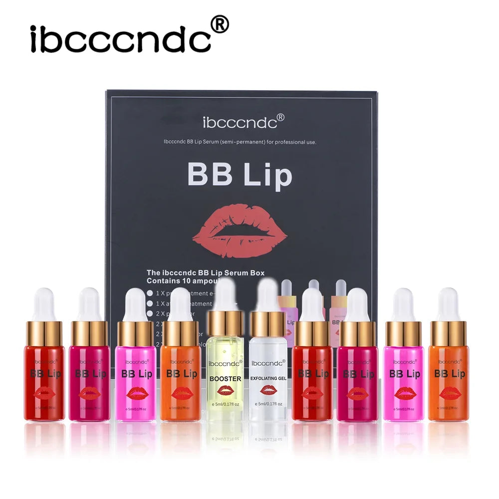 ibcccndc BB Lips Ampoule Serum Set – Tinted Lip Gloss 10pcs